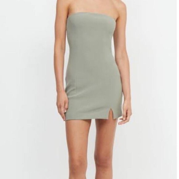 Bec & Bridge Dress Karina Strapless Mini in Sage Green - Picture 2 of 7
